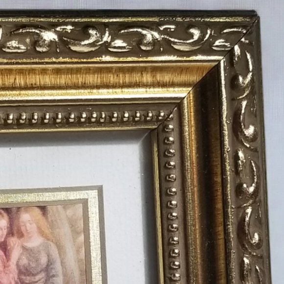 Angels  Mini 2x2" Print in a 6x6 Parisian Antique Baroque Wood Gold-Tone Frame - Picture 3 of 5